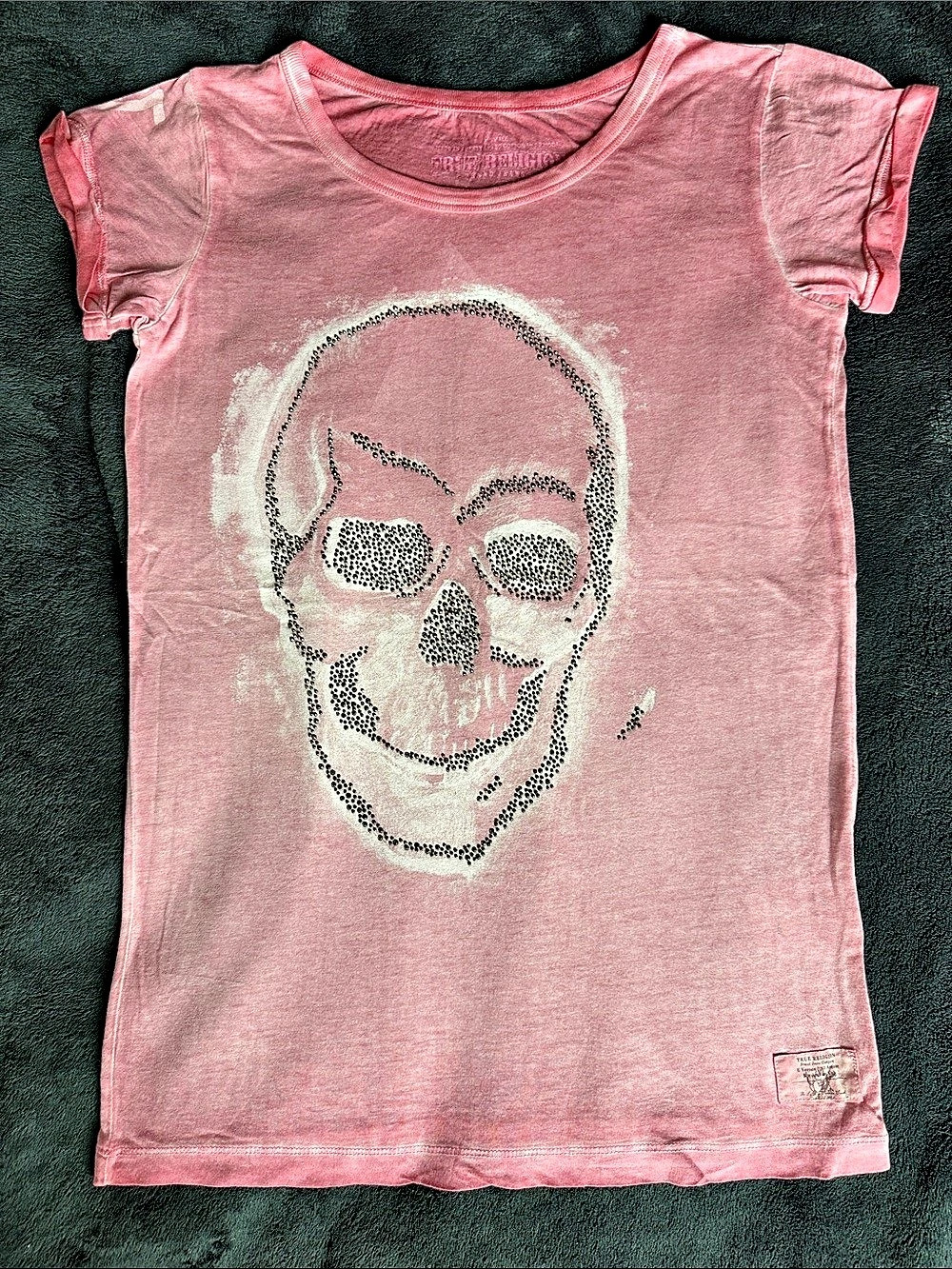 True Religion Skull Graphic Tee Pink XS